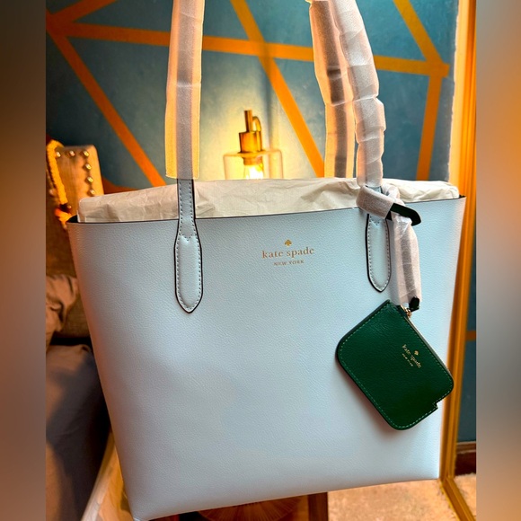Light Blue/Dark Green Kate Spade reversible tote